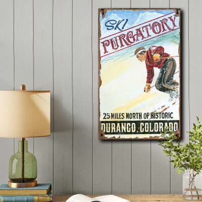 Ski Purgatory Vintage Wooden Sign Lodge Decor Cabin Artwork