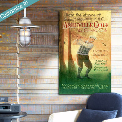 Personalized Wooden Golf SIgn, Vintage Golfing Gift