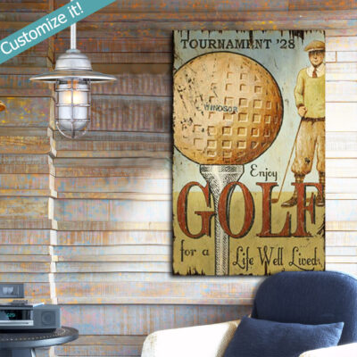 Personalized Wood Golf Tee SIgn, Vintage Golfing Gift