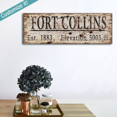 Personalized Custom City Sign with your Hometown Name and Elevations