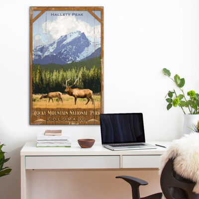 retro Rocky Mtn National Park in Colorado Wood Sign