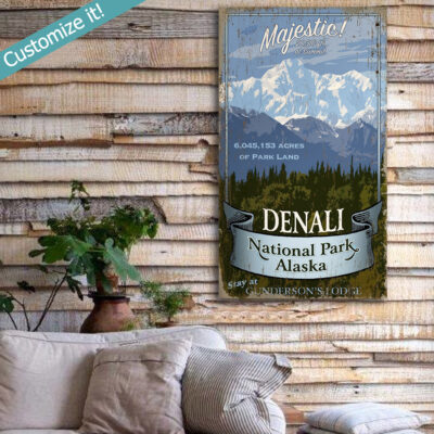 custom denali national park poster printed on wood