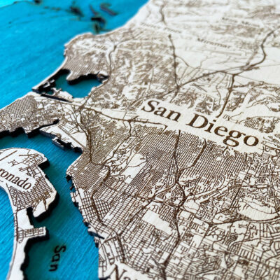 San Diego Wood Map, 3D Nautical Wall Art