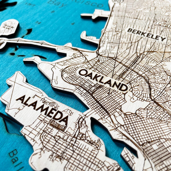 San Francisco Bay Area 3D Nautical Wood Map