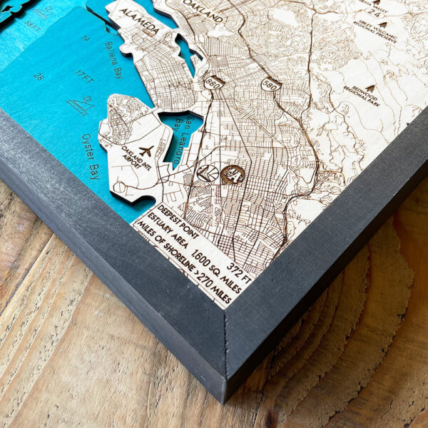 San Francisco Bay Area 3D Nautical Wood Map