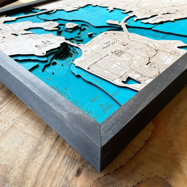 San Francisco Bay Area 3D Nautical Wood Map