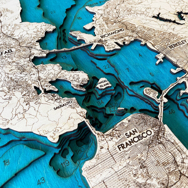 San Francisco Wall Map, 3D Wood Wall Art, San Francisco Bay Area