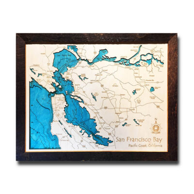 san francisco 3d wood map framed