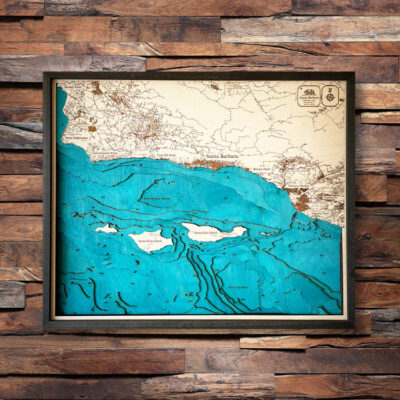 Santa Barbara Map, 3D Nautical Wood Map