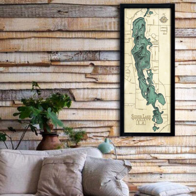 Silver Lake MI 3d wood map, Silver Lake poster