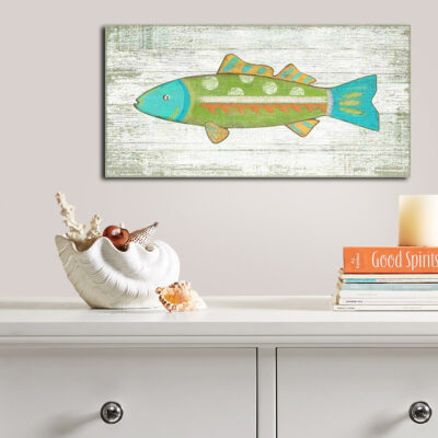 Colorful Fish Art Wood Sign, Nautical Decor, Beach House Art