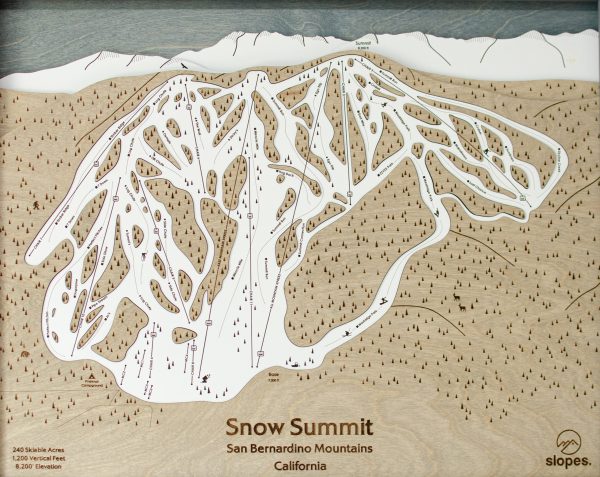 Snow Summit California Ski Map Rustic Cabin Decor