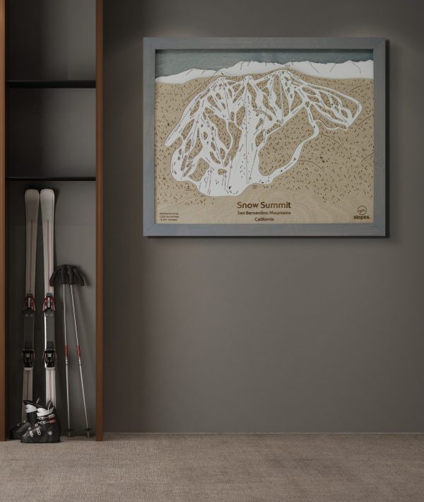 Snow Summit California Ski Map Rustic Cabin Decor