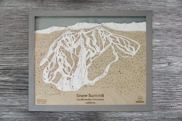 Snow Summit California Ski Map Rustic Cabin Decor