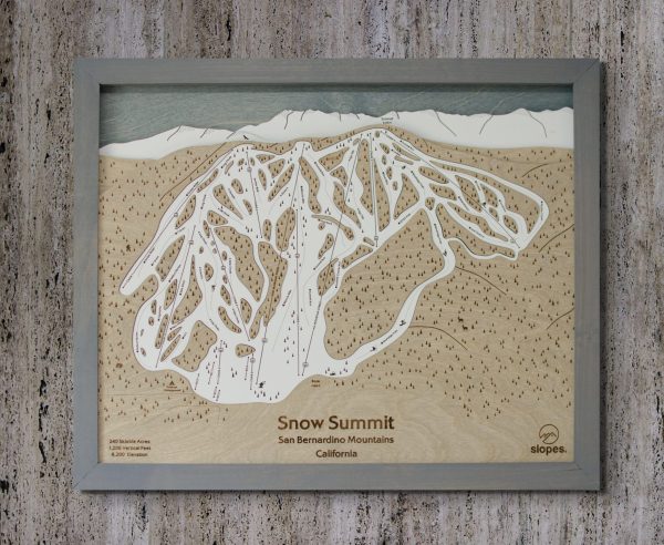 Snow Summit California Ski Map Rustic Cabin Decor