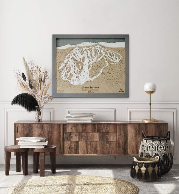 Snow Summit California Ski Map Rustic Cabin Decor