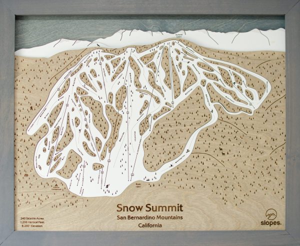 Snow Summit California Ski Map Rustic Cabin Decor