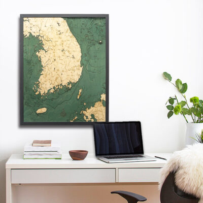 South Korea Wooden Map