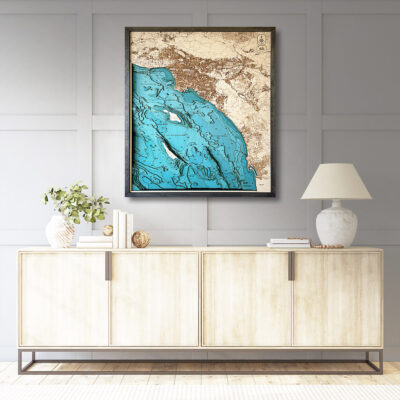 Los Angeles to San Diego, California Coast Wood Map