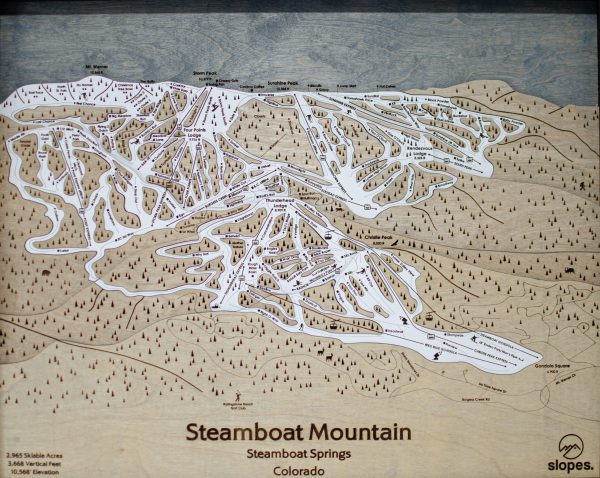 Steamboat Ski Map Rustic Cabin Decor