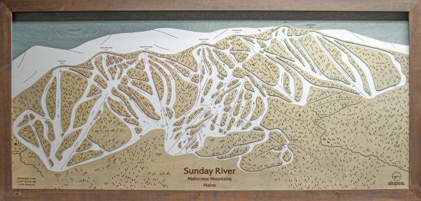 Sunday River Maine Ski Resort Map Wooden Wall Art