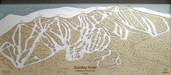 Sunday River Maine Ski Resort Map Wooden Wall Art