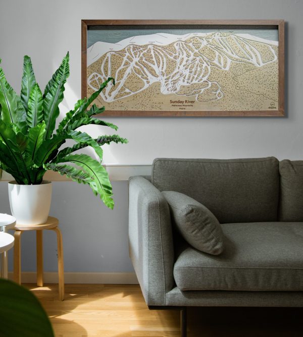 Sunday River Maine Ski Resort Map Wooden Wall Art