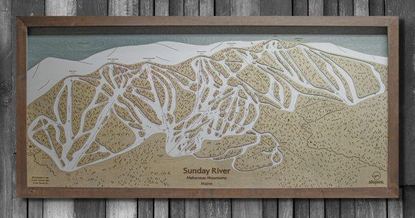 Sunday River Maine Ski Resort Map Wooden Wall Art