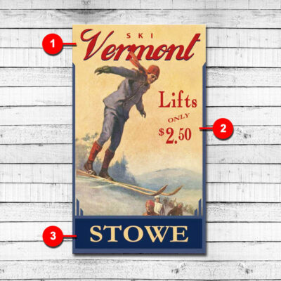 Stowe Vermont Personalized Ski Sign