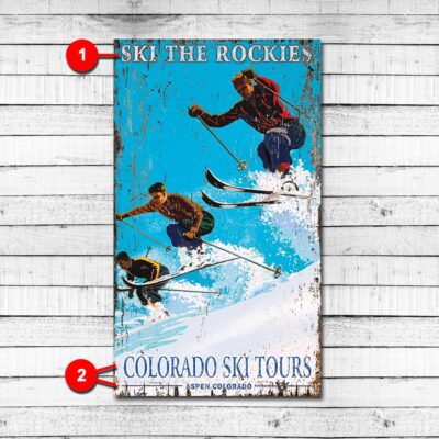 Colorado Vintage Ski Sign Personalized Cabin Sign