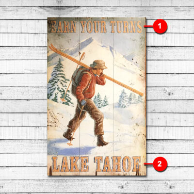 Earn Your Turns Personalized Vintage Ski Sign