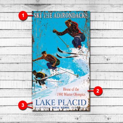 Lake Placid Vintage Sign, Personalized Ski Sign