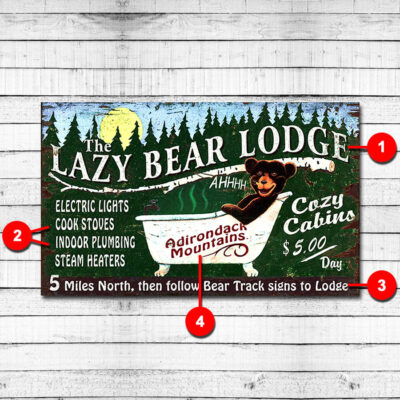 Lazy Bear Lode Personalized Cabin Sign