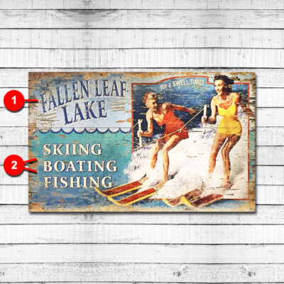 Water Skiing Personalized Lake Sign