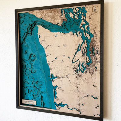 Washington Coast, Puget Sound, Salish Sea, Seattle Wood Map