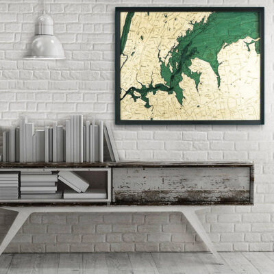 West Long Island NY 3d wood map, West Long Island poster