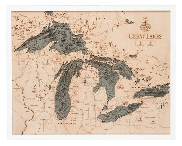 Great Lakes White Frame Map