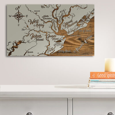 Charleston Carved Wood Map