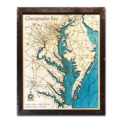 Chesapeake Bay Wood Map and Nautical Chart