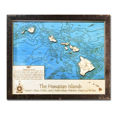 Hawaiian Islands Wood Map