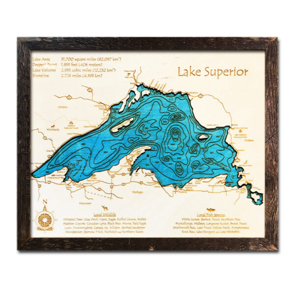 single-depth Lake Superior Wood Map