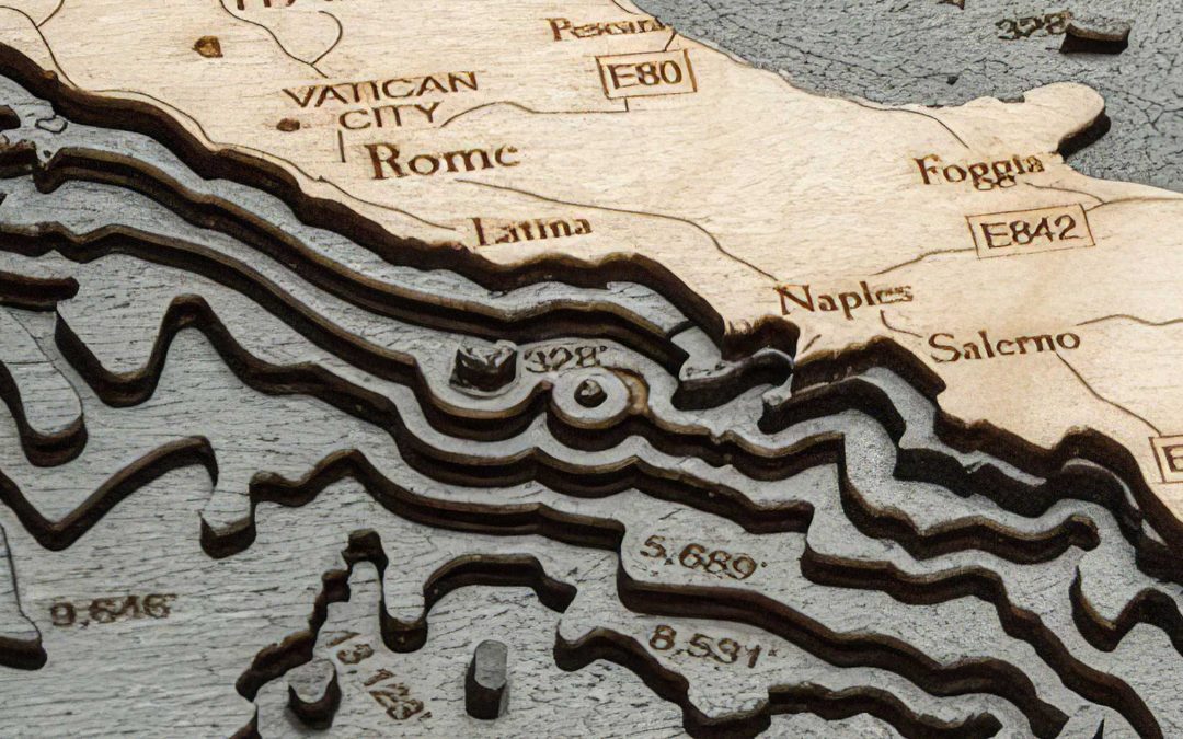 a beautiful photo of a map of italy from above