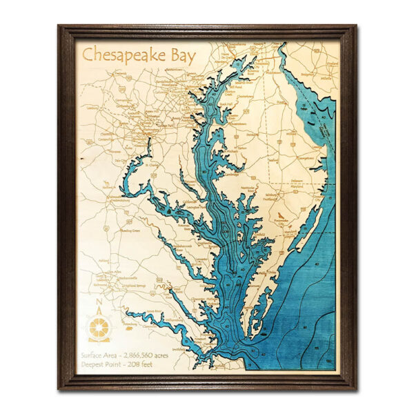 Chesapeake Bay Wooden Map