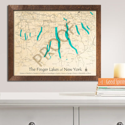 Finger Lakes NY Wooden Map, Nautical Wall Art, Home Decor