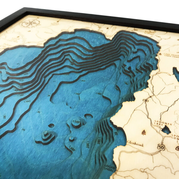 Lake Tahoe Nautical Wood Map