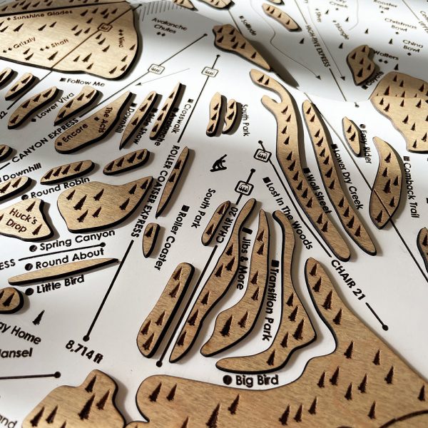 3D Wood Mammoth Mountain Ski Trail Map