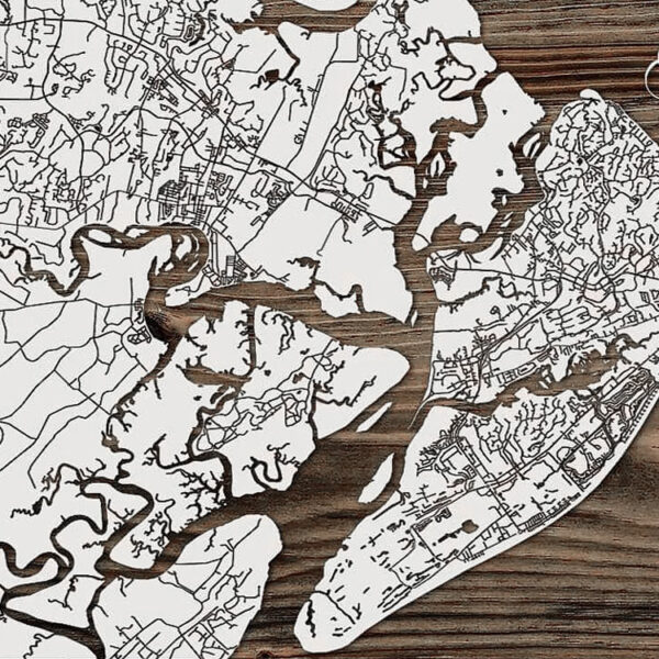 Hilton Head Wood Map, Laser Carved Maps, South Carolina