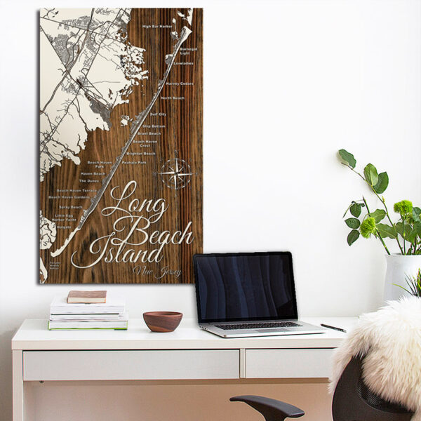 Wooden Wall Art LBI, Long Beach Island, Jersey Shore Map