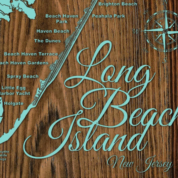 Laser-cut Map LBI, Long Beach Island, Jersey Shore Map