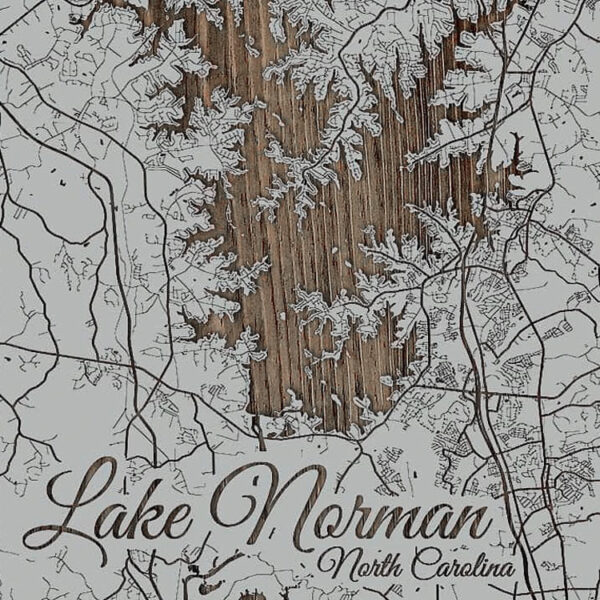 Lake Norman NC Wood Map, North Carolina, Nautical Lake Map